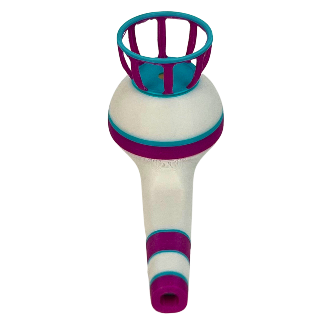Juego de puntería con pelotas Beetle Print mostrado en perspectiva para apreciar la forma de la mini canasta