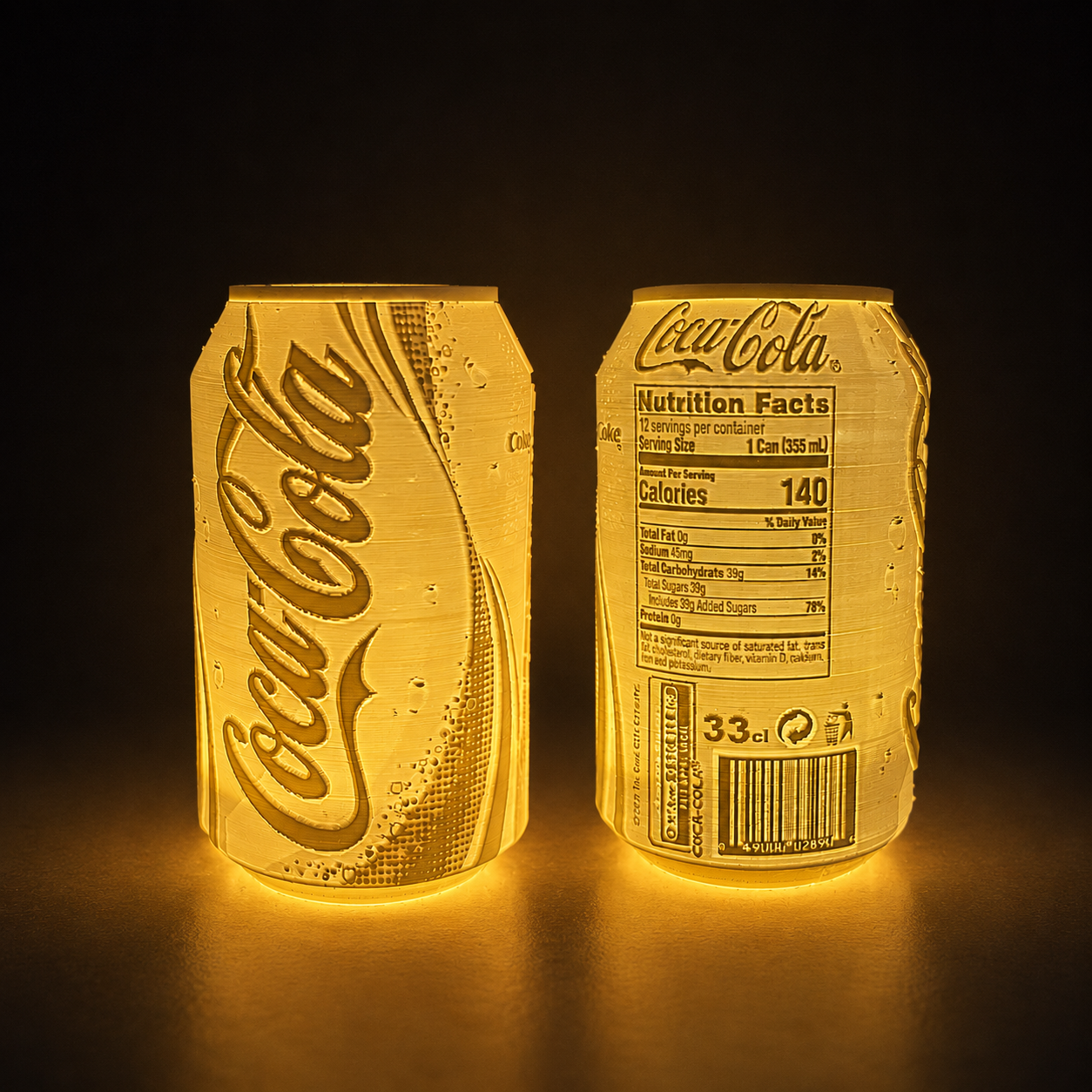 Lámpara decorativa Coca-Cola Light Can translúcida con iluminación LED cálida.