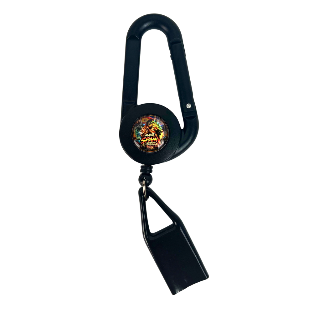 Lighter Leash Beetle Print España holográfico con mosquetón negro, cable retráctil y soporte para mechero