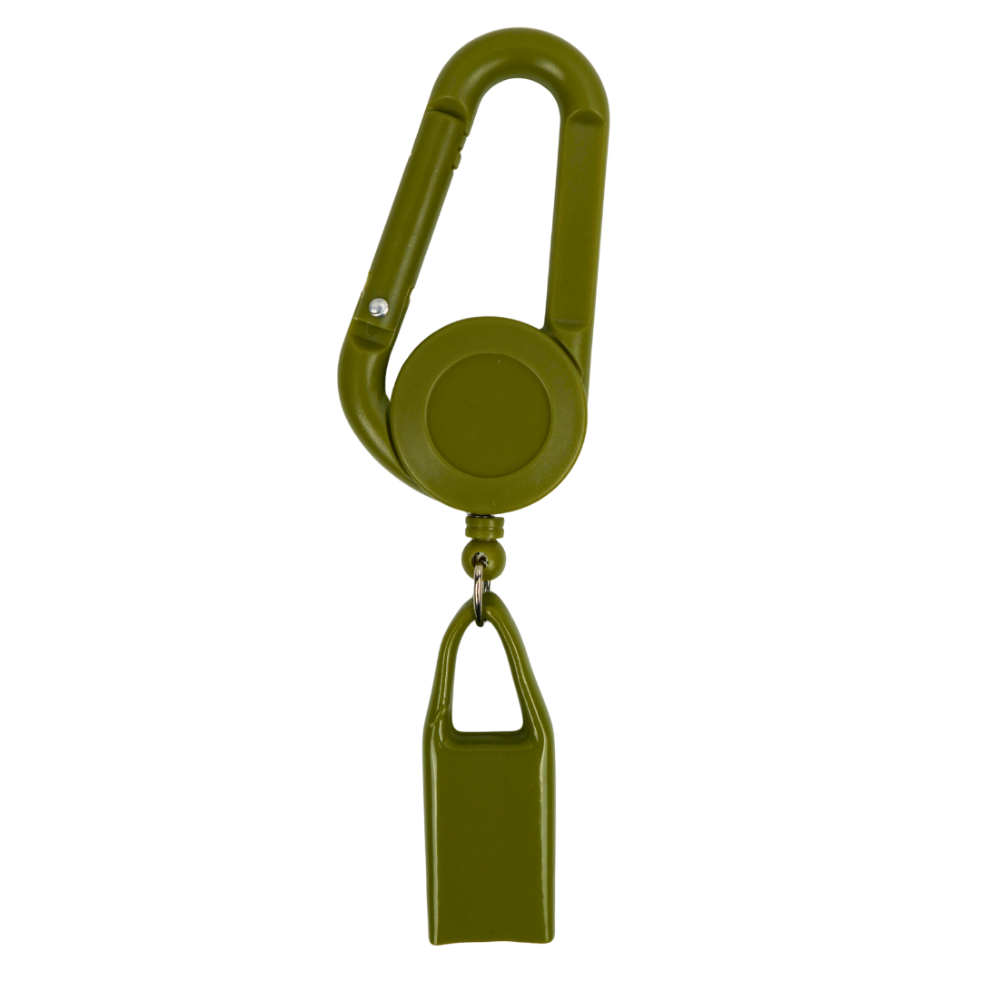 Lighter Leash Beetle Print verde militar personalizable con mosquetón y cable extensible