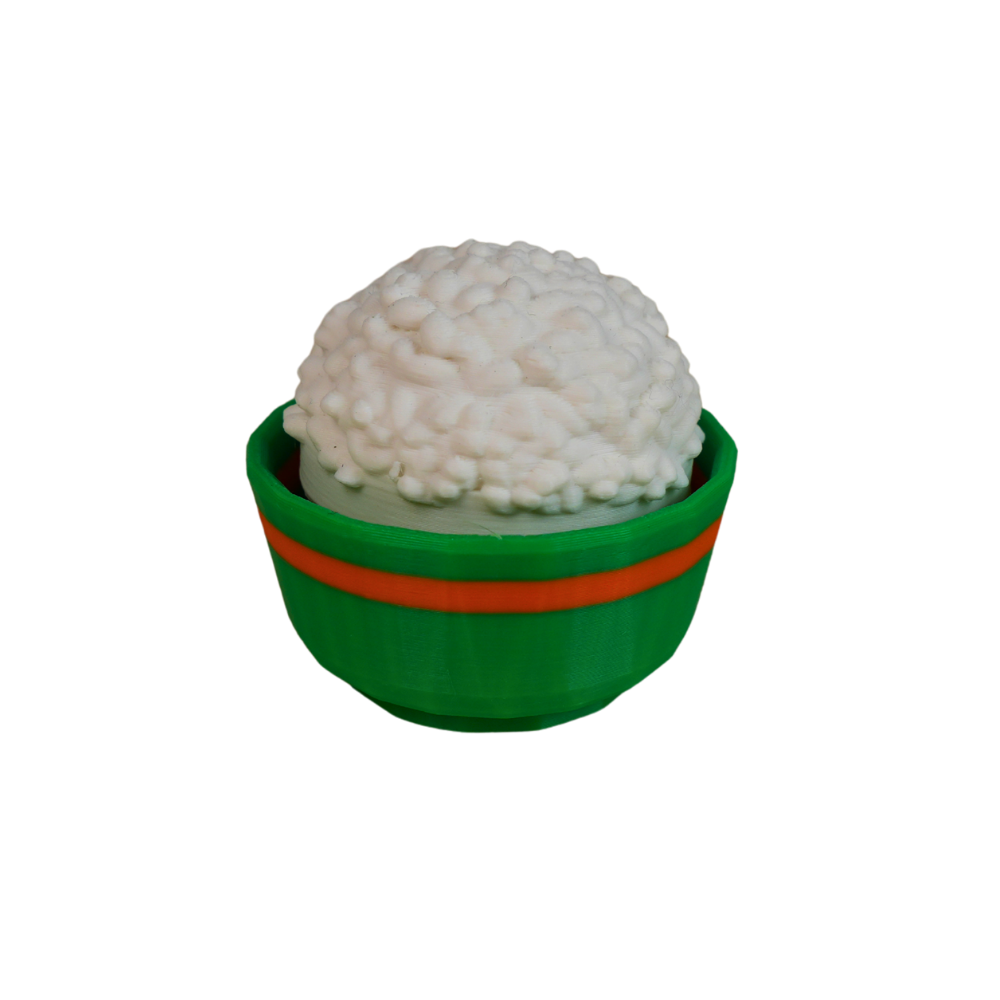 llavero antiestrés beetle print bowl de arroz con clicker detalle frontal textura realista 3d