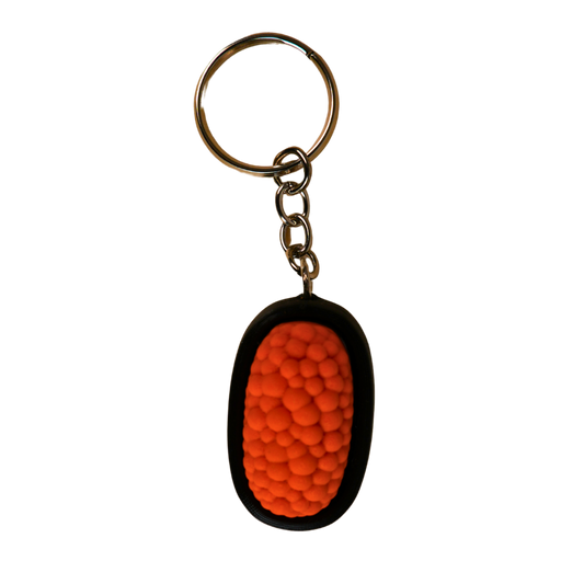 llavero antiestrés beetle print diseño sushi vista frontal con textura tipo huevas