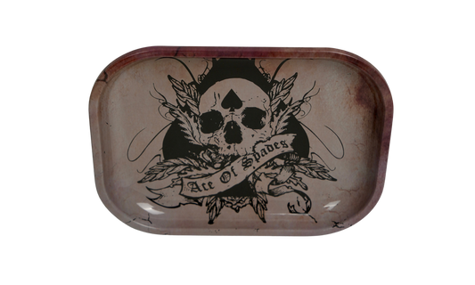 Metal rolling tray with ace of spades skull gothic design by Beetle Print