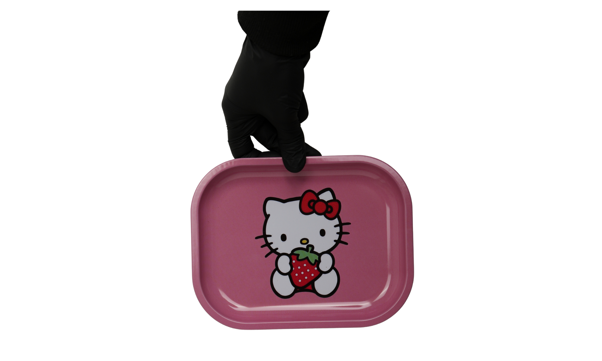 Kawaii style cat illustration on metal rolling tray