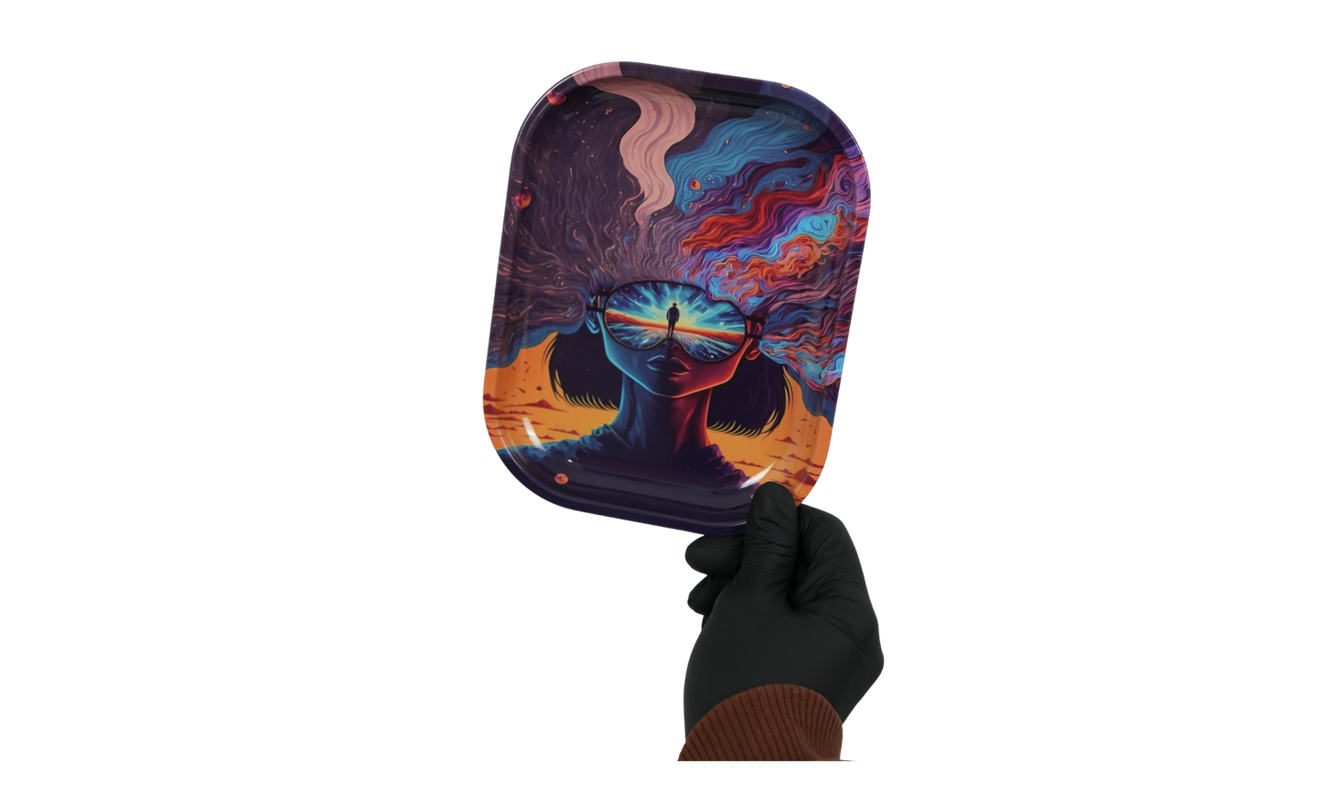 Surreal rolling tray lifestyle use by Beetle Print and hand