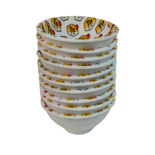 Pack de bowls de silicona diseño DIR apilados con pequeños fallos de impresión y totalmente funcionales.