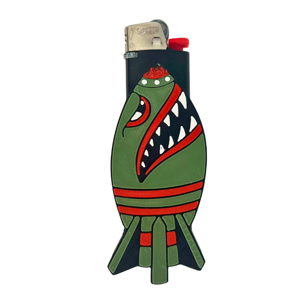 Pack outlet Beetle Print con 2 fundas para mechero con diseño de misil y pequeño defecto estético de impresión en la punta