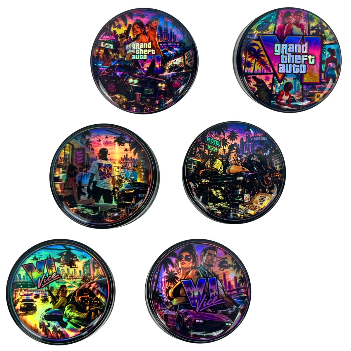 Pack Beetle Print de 2 tarros de vidrio de 5 ml con 6 diseños holográficos urbanos disponibles para elegir