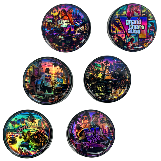Pack Beetle Print de 2 tarros de vidrio de 5 ml con 6 diseños holográficos urbanos disponibles para elegir