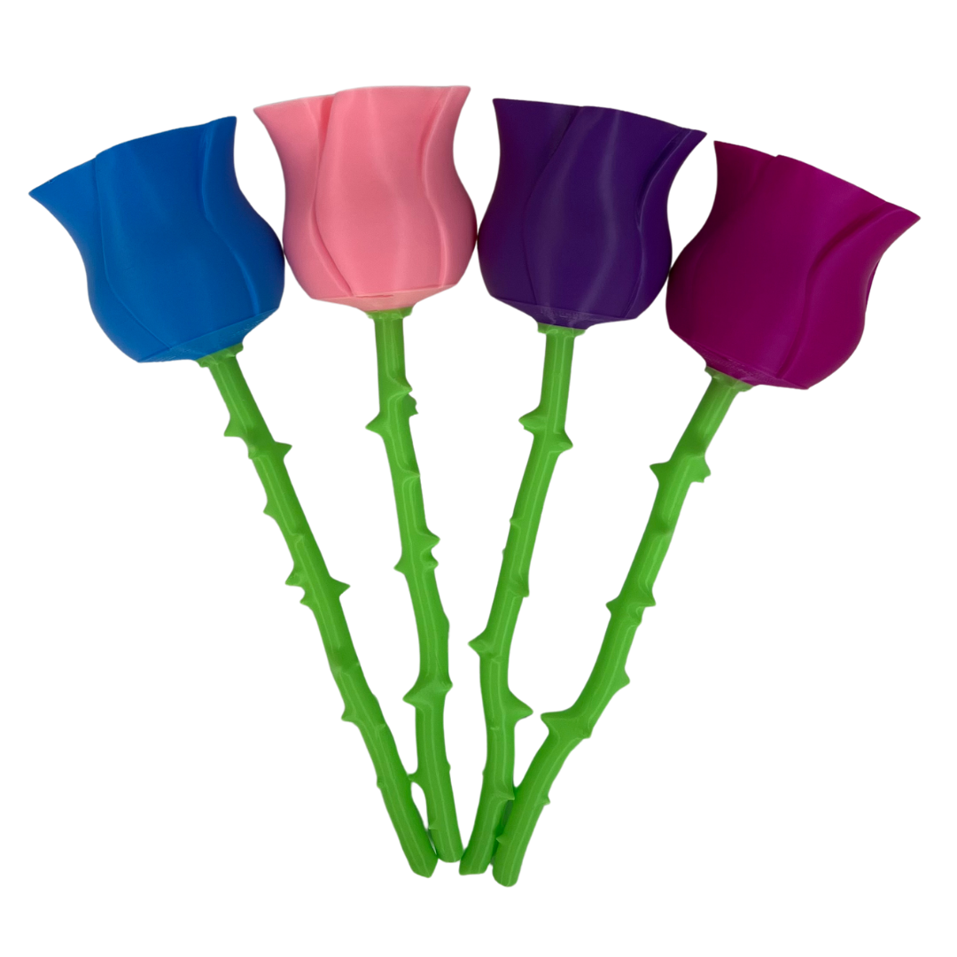 Conjunto de cuatro rosas 3D Slim Beetle Print en distintos colores mostrado de frente para decorar espacios interiores