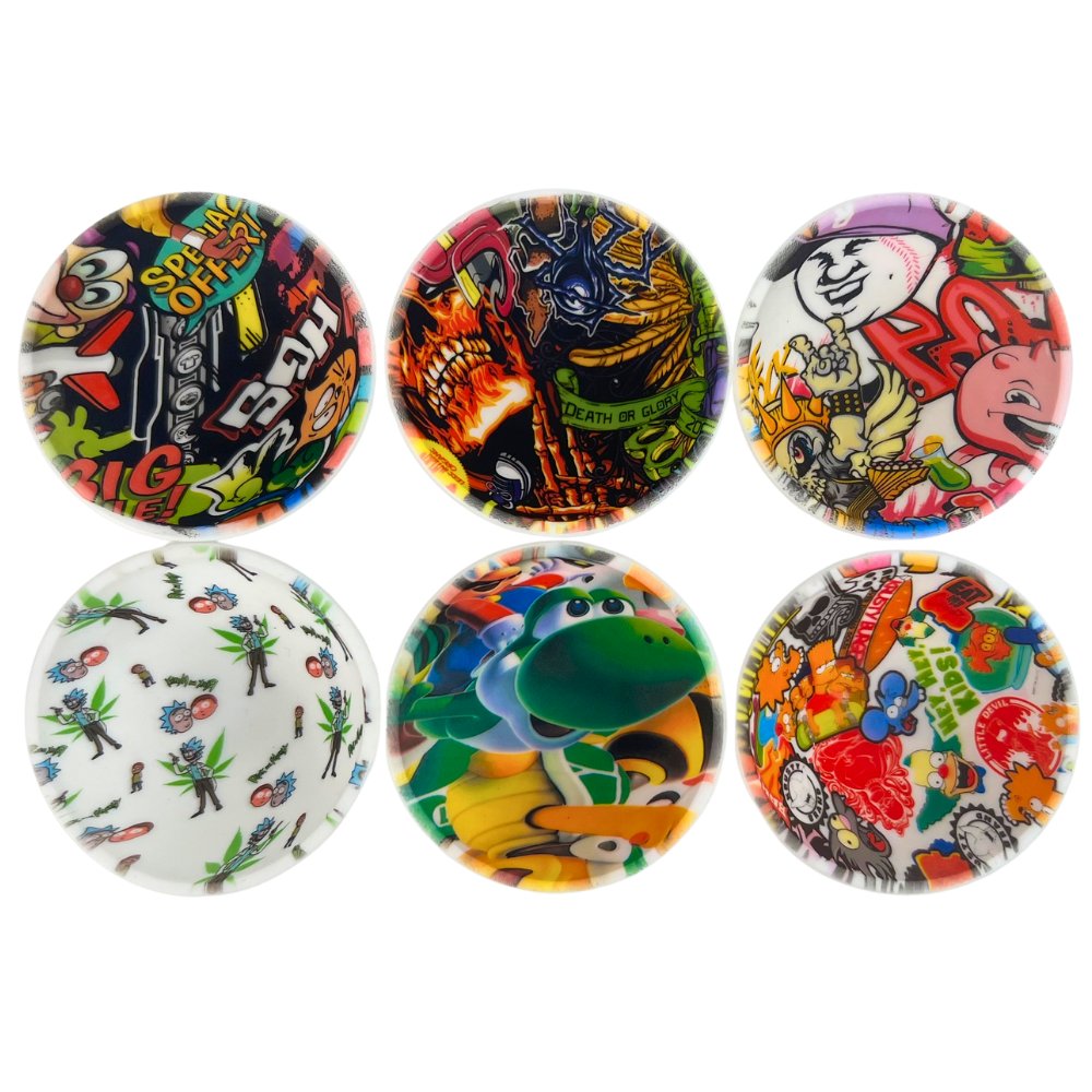 Pack de 6 bowls de silicona Beetle Print con seis diseños gráficos variados vistos desde arriba