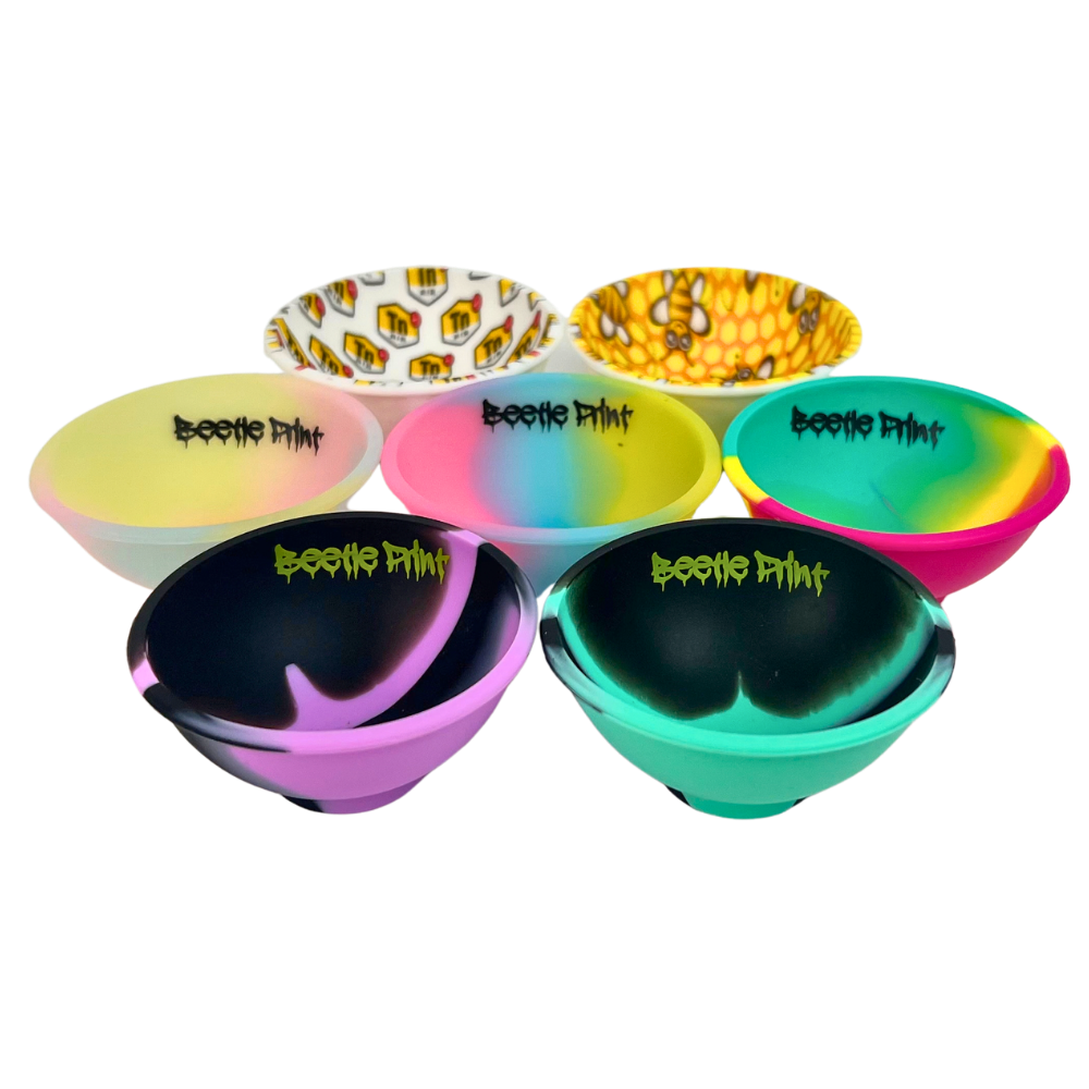 Pack de 7 bowls de silicona Beetle Print Full Color con siete diseños diferentes