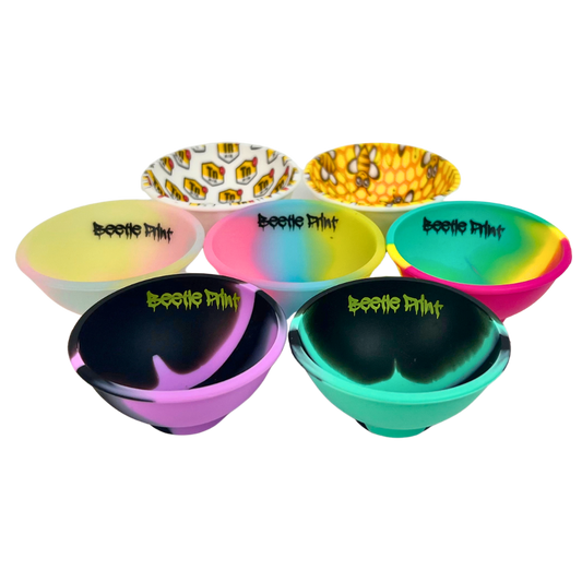 Pack de 7 bowls de silicona Beetle Print Full Color con siete diseños diferentes
