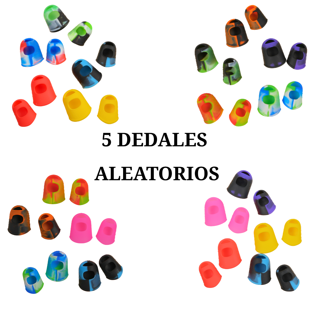 Pack de dedales de silicona Beetle Print en colores aleatorios y diseños variados.