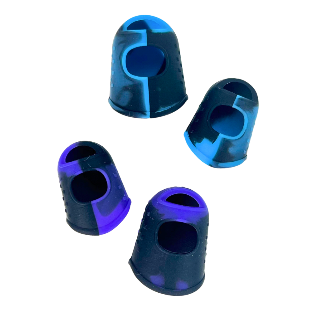 Pack de dedales de silicona Beetle Print con varios diseños bicolor en azul, morado, verde y naranja