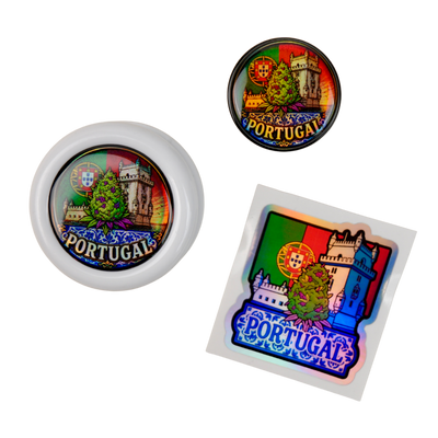 Pack Portugal Beetle Print con grinder Zero, tarro holográfico y pegatina premium