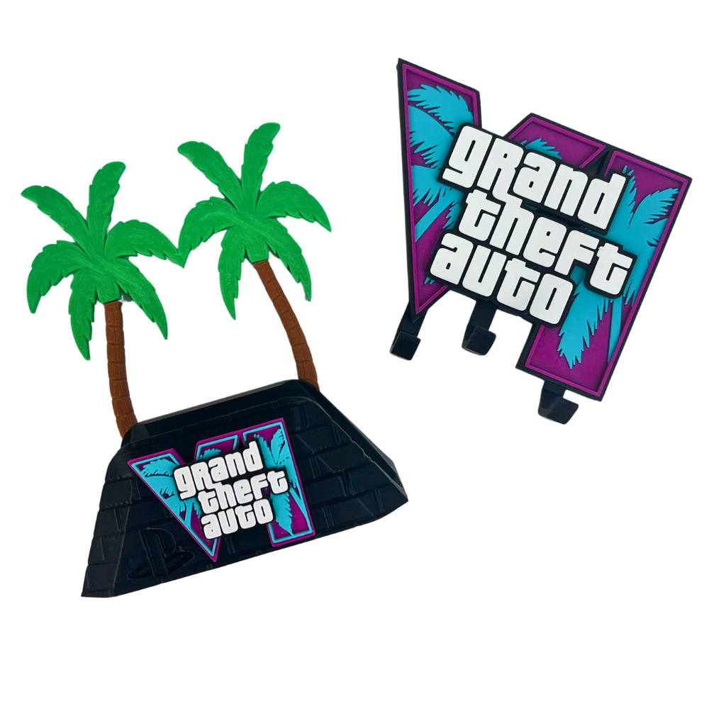 Pack Beetle Print Vice City 2 en 1 con soporte para mando y colgador de llaves en diseño tropical urbano
