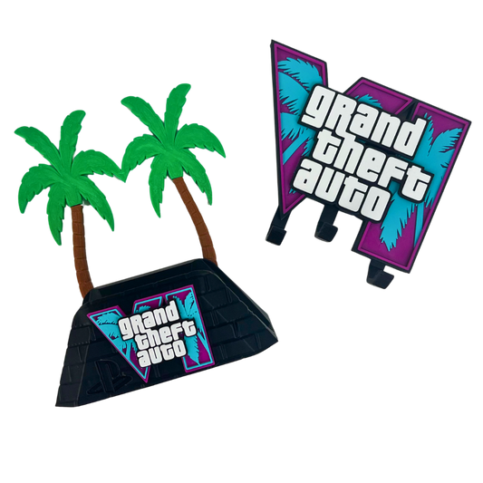 Pack Beetle Print Vice City 2 en 1 con soporte para mando y colgador de llaves en diseño tropical urbano