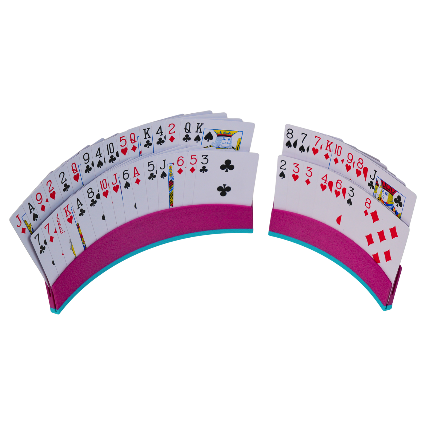 Soporte para cartas con baraja colocada mostrando su capacidad.