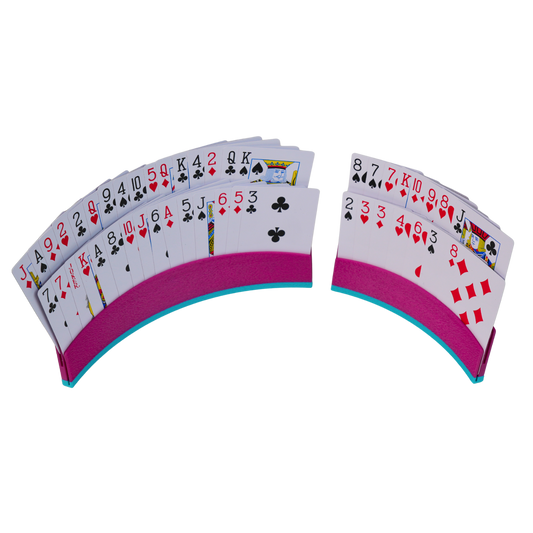 Soporte para cartas con baraja colocada mostrando su capacidad.