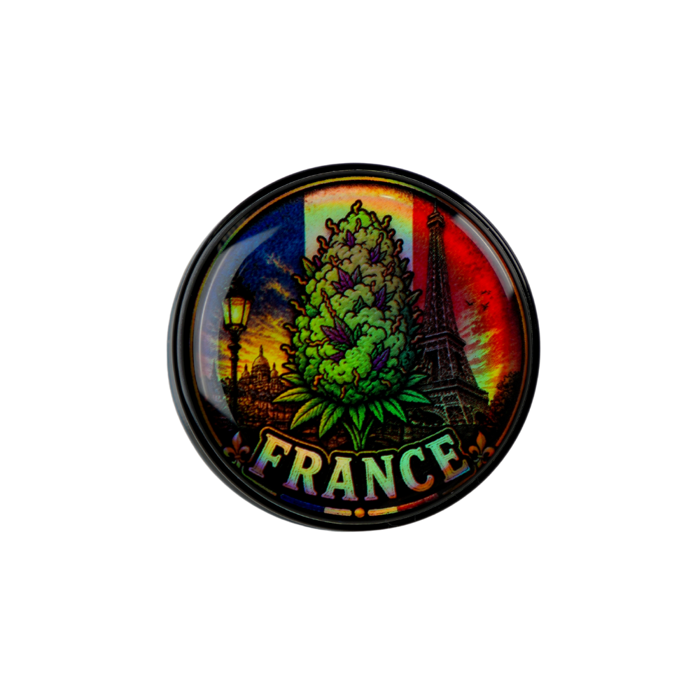 Detalle de tapa personalizada del tarro France 5ml colección países