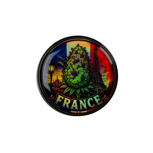 Detalle de tapa personalizada del tarro France 5ml colección países