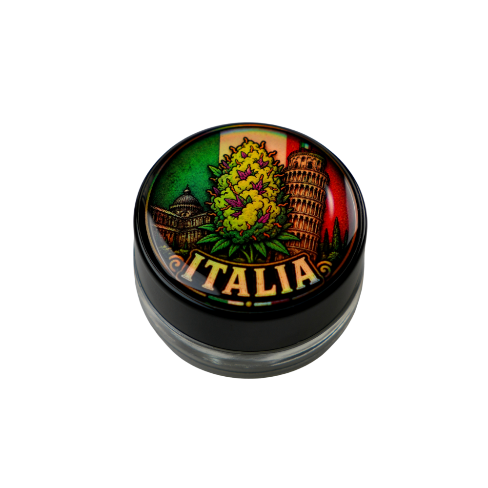 Tarro Italia 5ml de vidrio premium con diseño full color y tapa personalizada