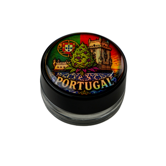 Tarro Portugal 5ml de vidrio premium con diseño full color y tapa personalizada