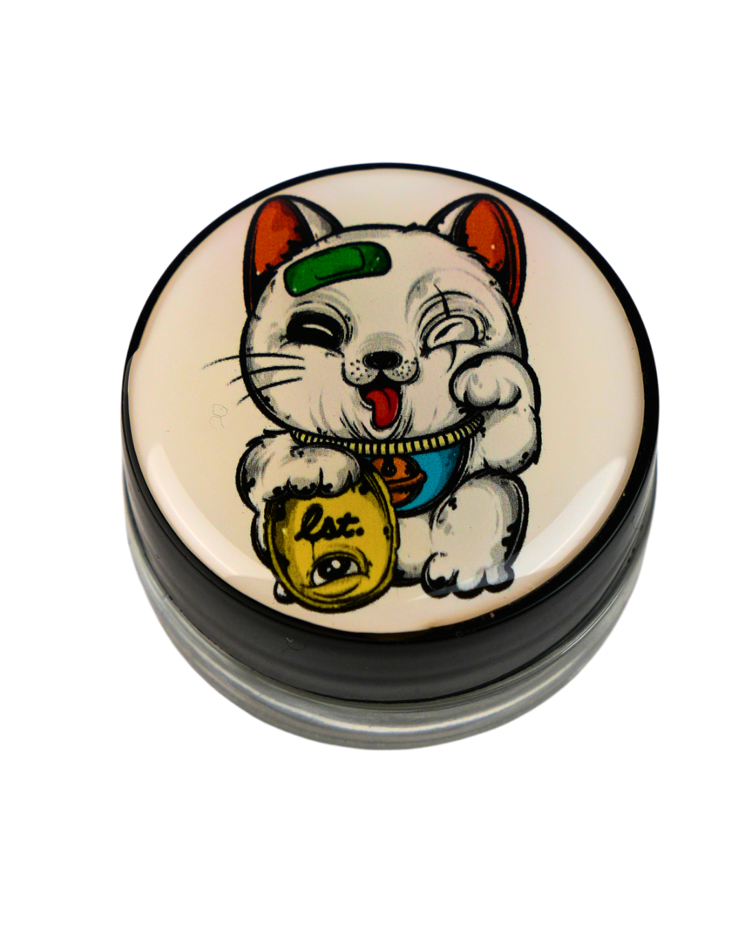 Tarro de silicona Beetle Print con diseño de gato de la suerte Maneki Neko.
