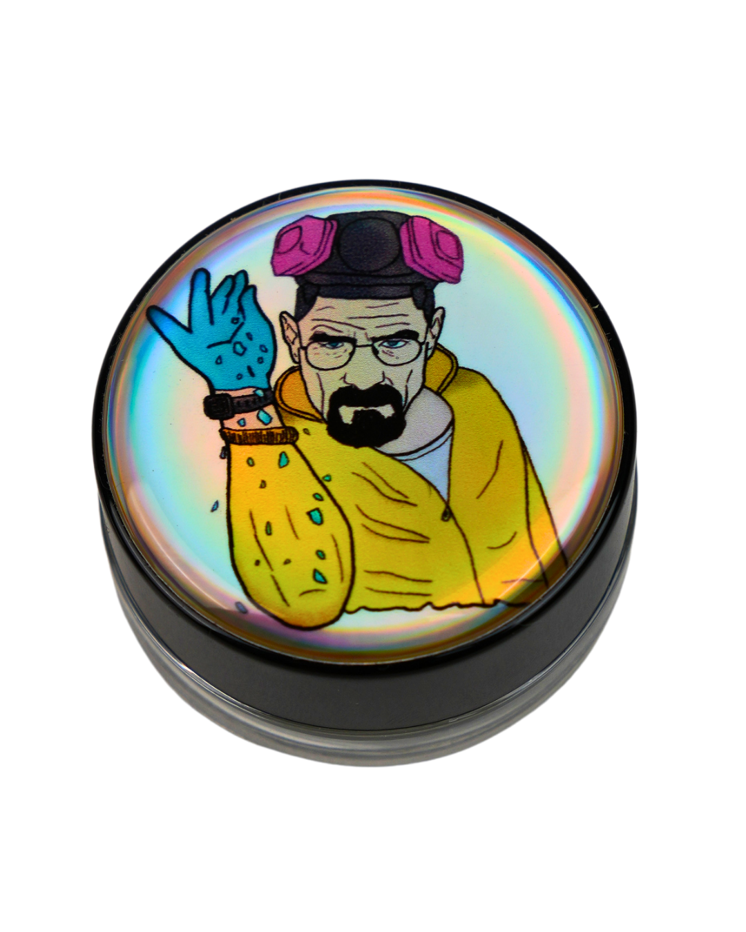 Tarro de silicona holográfico Beetle Print con diseño inspirado en Walter White de Breaking Bad.