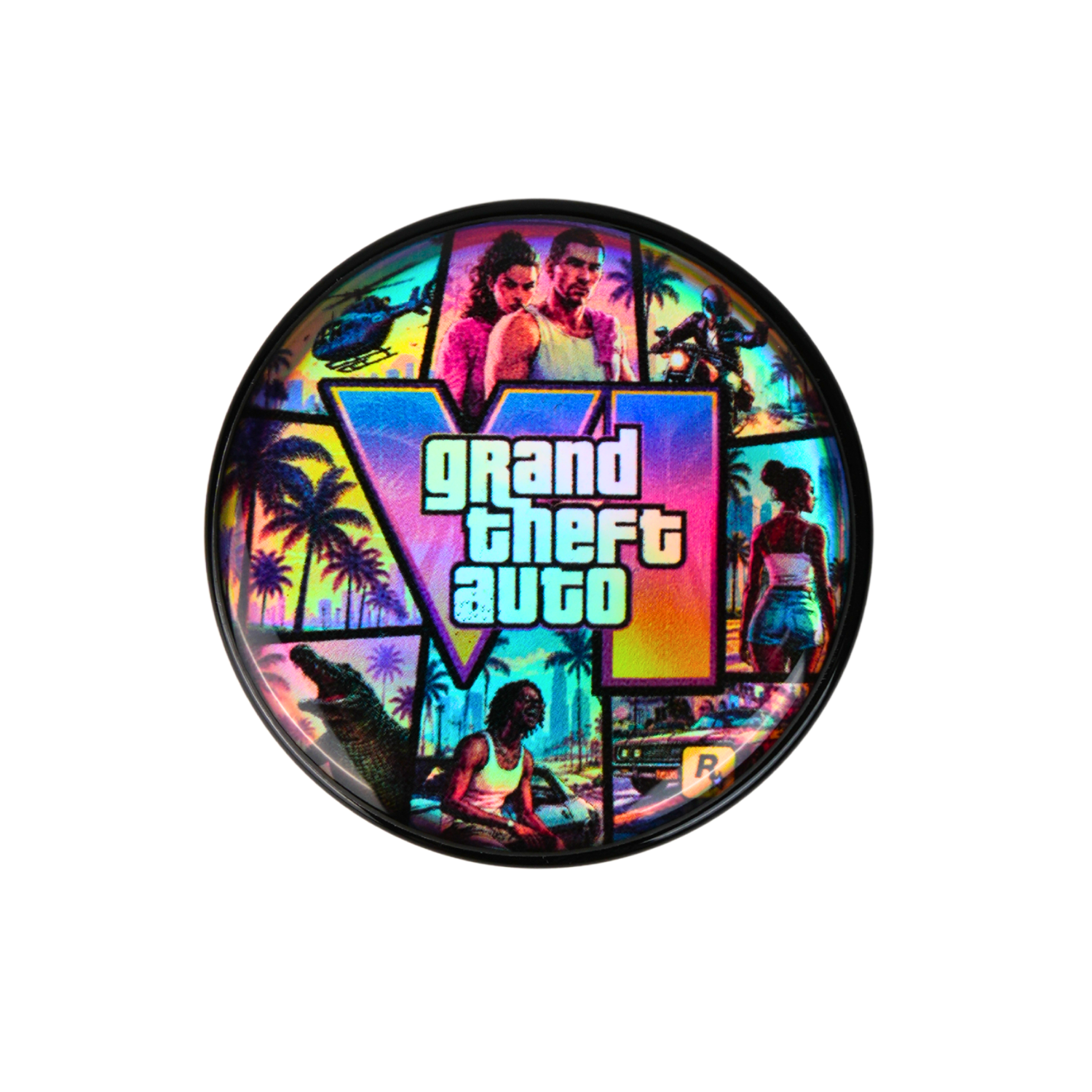 Tarro de vidrio de 5 ml Beetle Print con tapa holográfica de diseño inspirado en GTA VI.