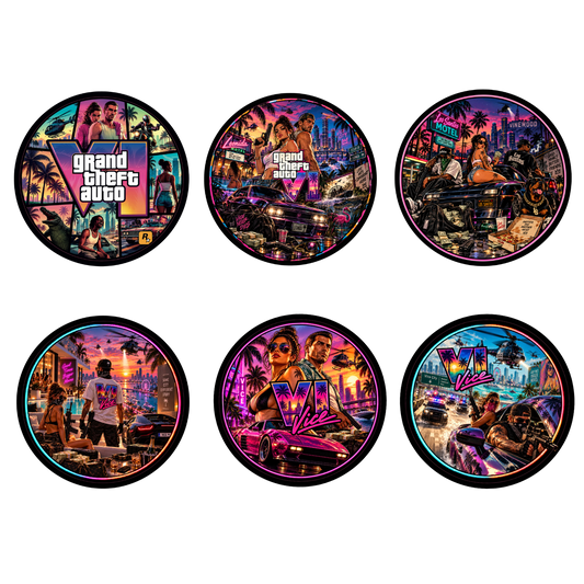Colección de 6 diseños holográficos para tarros de vidrio Beetle Print GTA de 5 ml