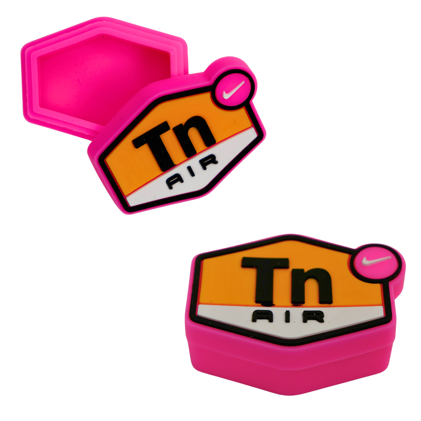 Wax container Pink Air rosa compacto con tapa decorativa estilo streetwear