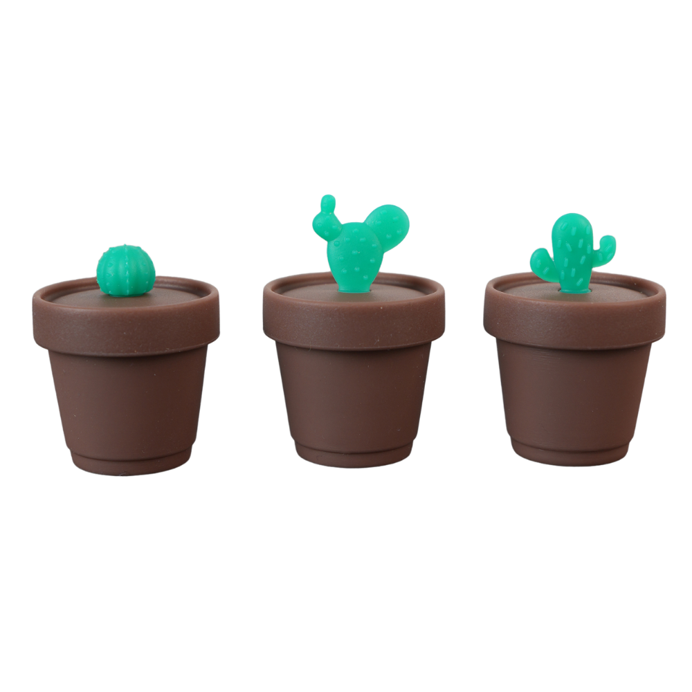 Wax de silicona 5ml con diseño de maceta y cactus decorativo disponible en varios modelos.