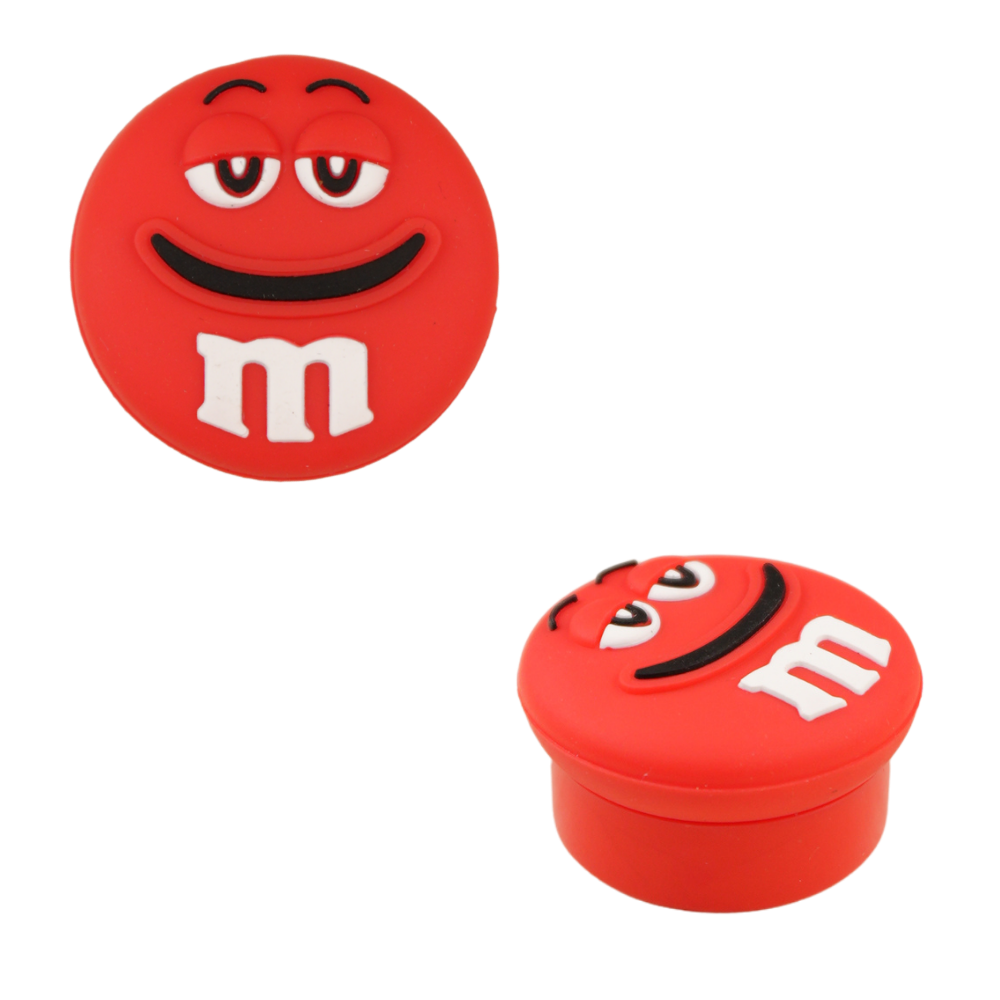 Contenedor wax de silicona rojo 5ml con diseño de carita sonriente visto desde la parte superior.