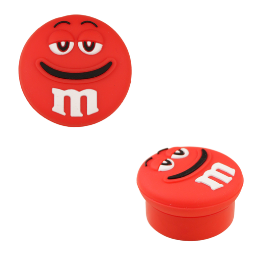 Contenedor wax de silicona rojo 5ml con diseño de carita sonriente visto desde la parte superior.