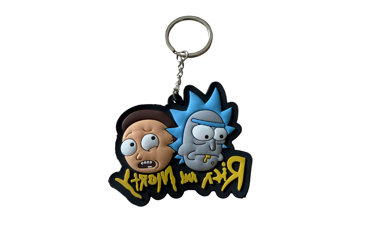 Llavero de silicona 3D con diseño de dúo espacial estilo cartoon y aro metálico modelo c