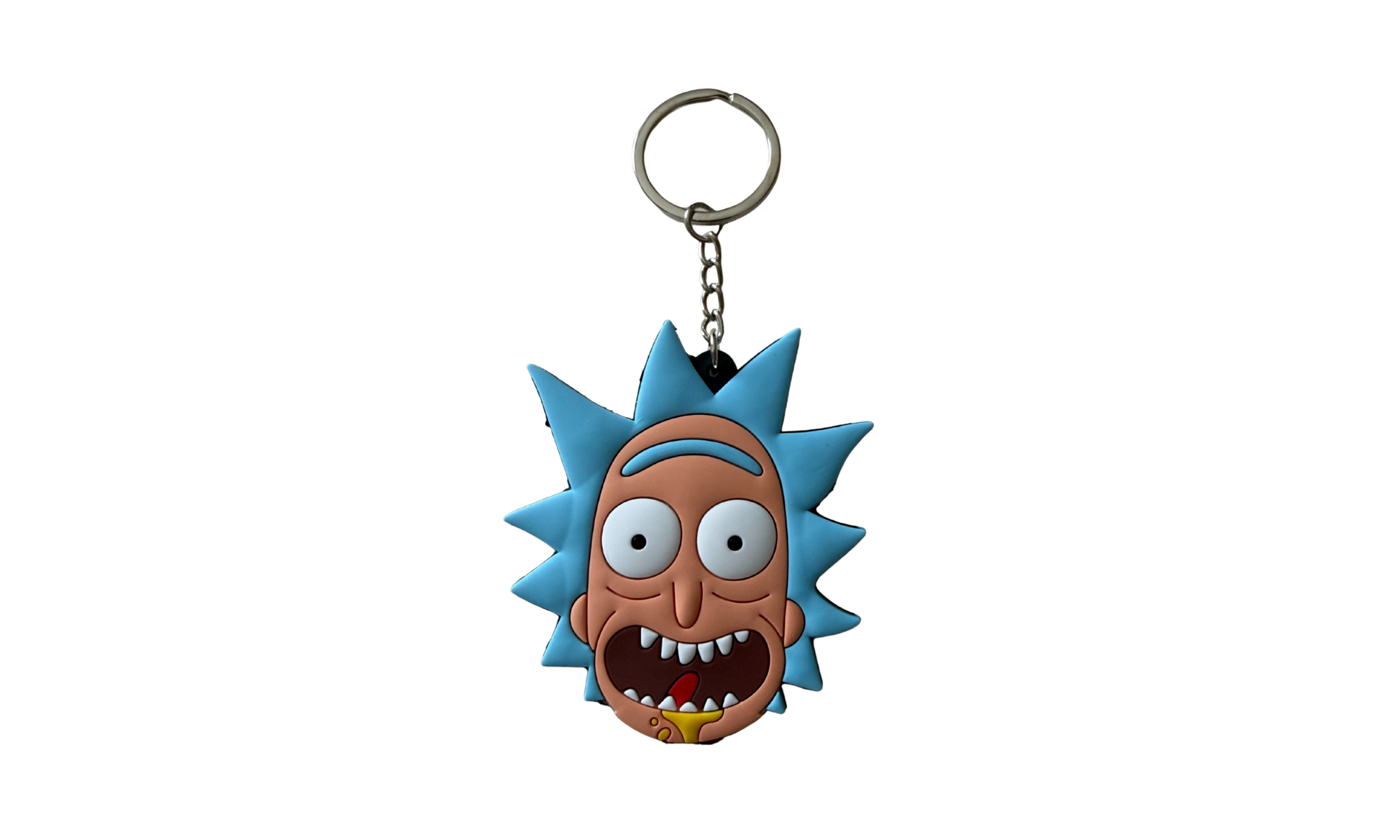 Llavero de silicona 3D con diseño de dúo espacial estilo cartoon y aro metálico modelo a
