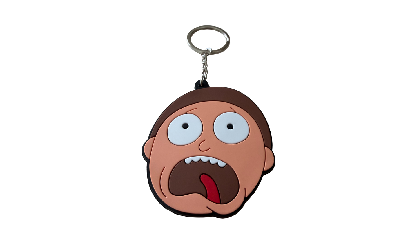 Llavero de silicona 3D con diseño de dúo espacial estilo cartoon y aro metálico modelo b
