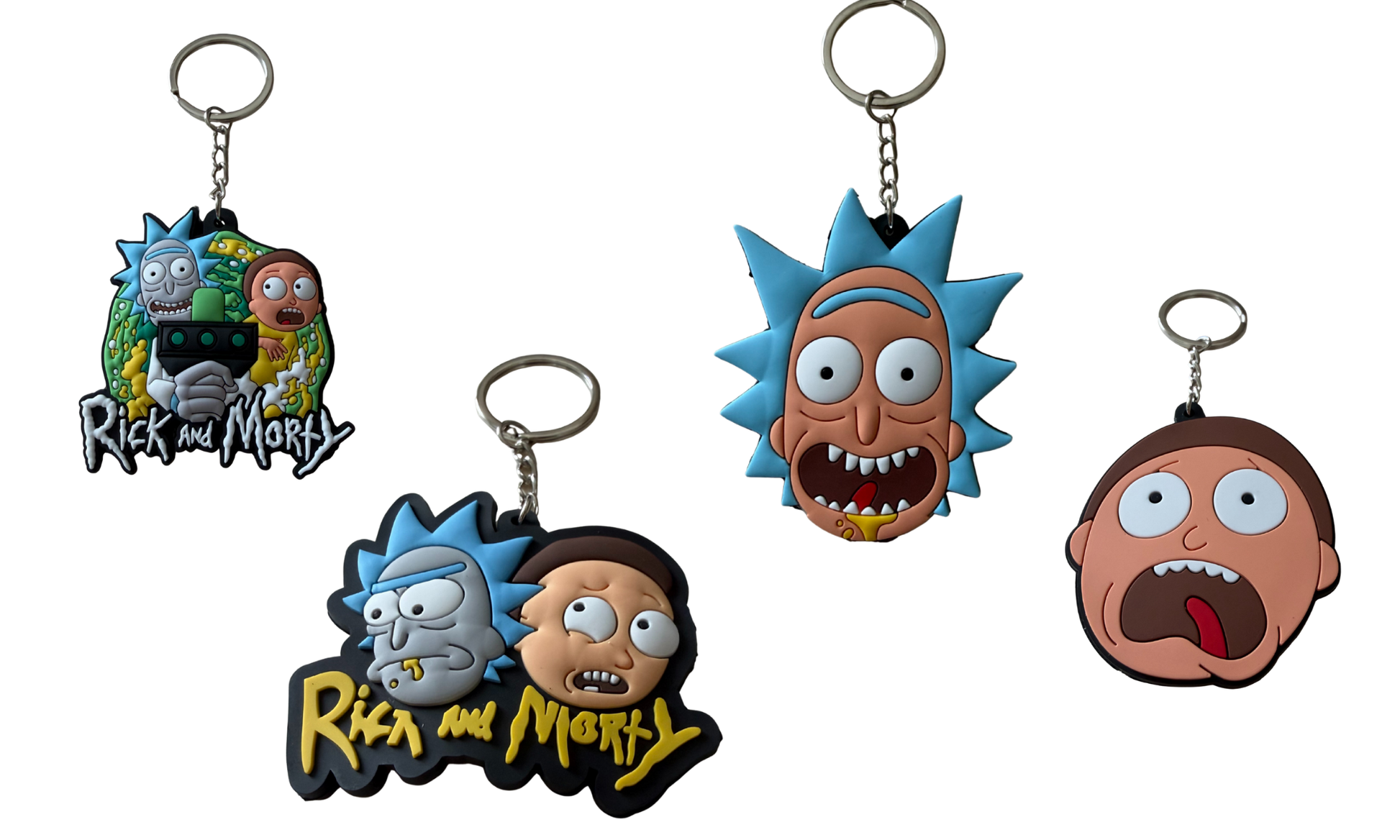Llavero de silicona 3D con diseño de dúo espacial estilo cartoon y aro metálico