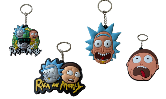 Llavero de silicona 3D con diseño de dúo espacial estilo cartoon y aro metálico