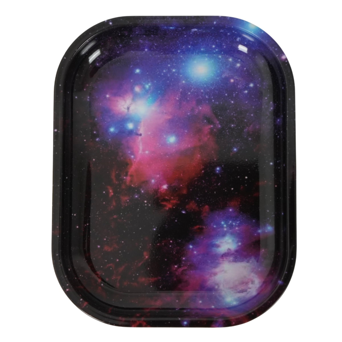 Bandeja metálica para liar con diseño de galaxia y nebulosa, superficie resistente y ligera para organizar accesorios
