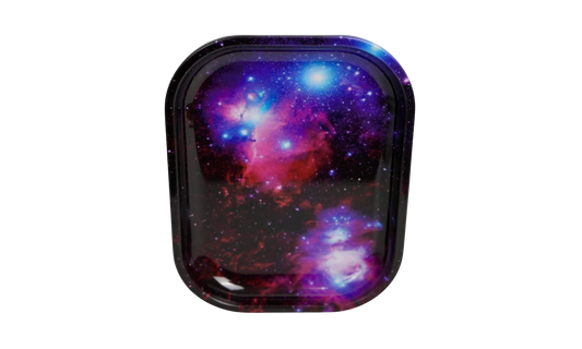 Metal rolling tray with cosmic galaxy nebula design