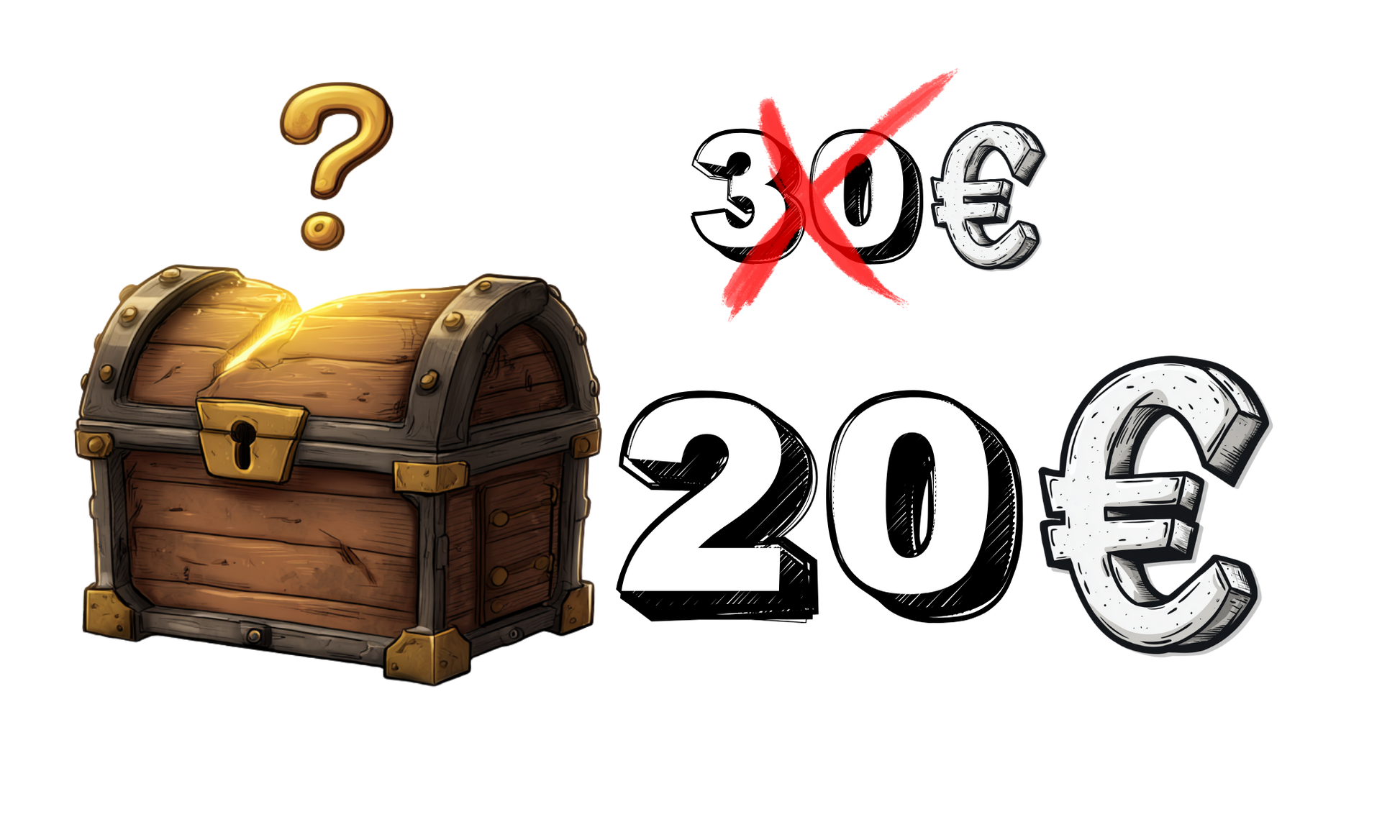 Mystery Box Beetle Print de 20 euros con cofre sorpresa e interrogación dorada, pack aleatorio de accesorios con valor superior garantizado