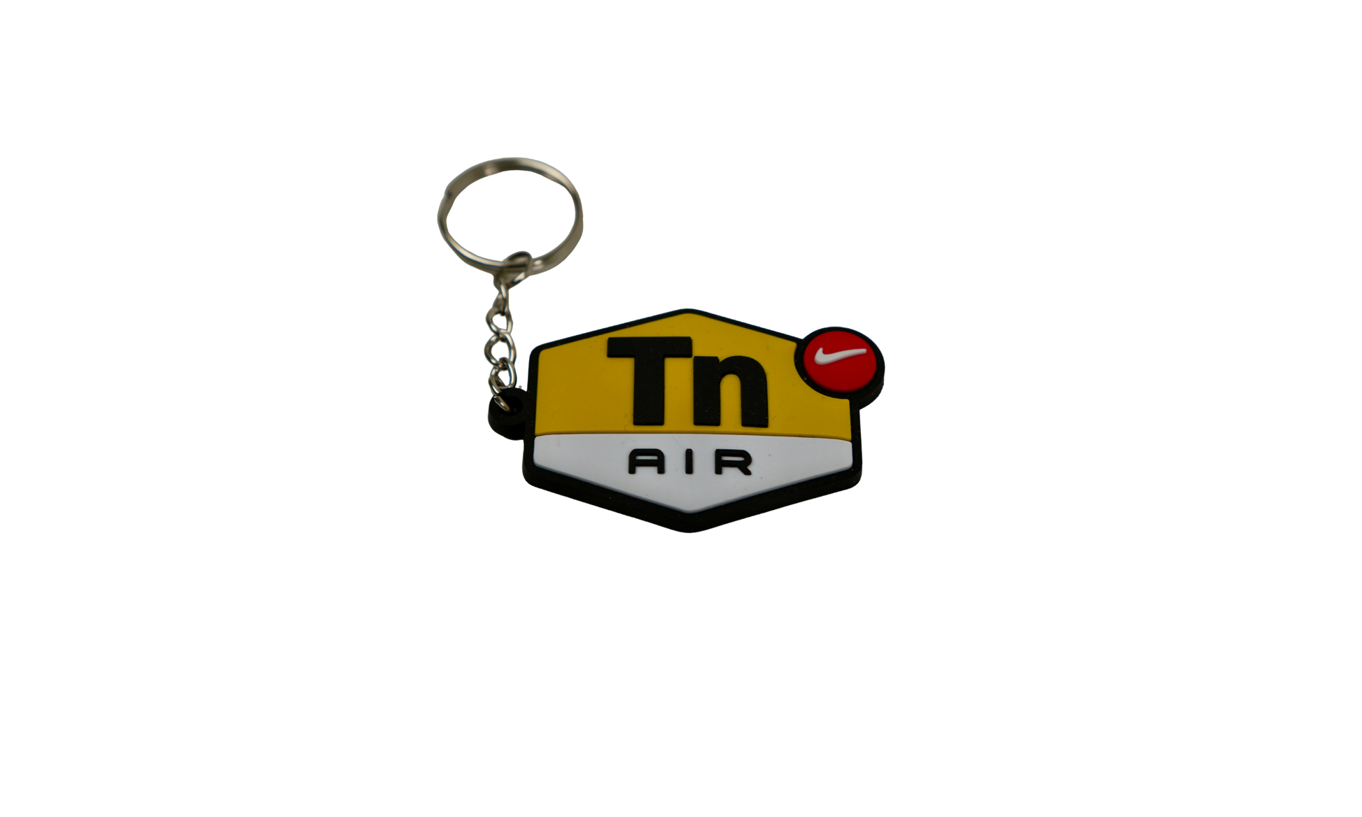 Detail of logo on silicone keychain
