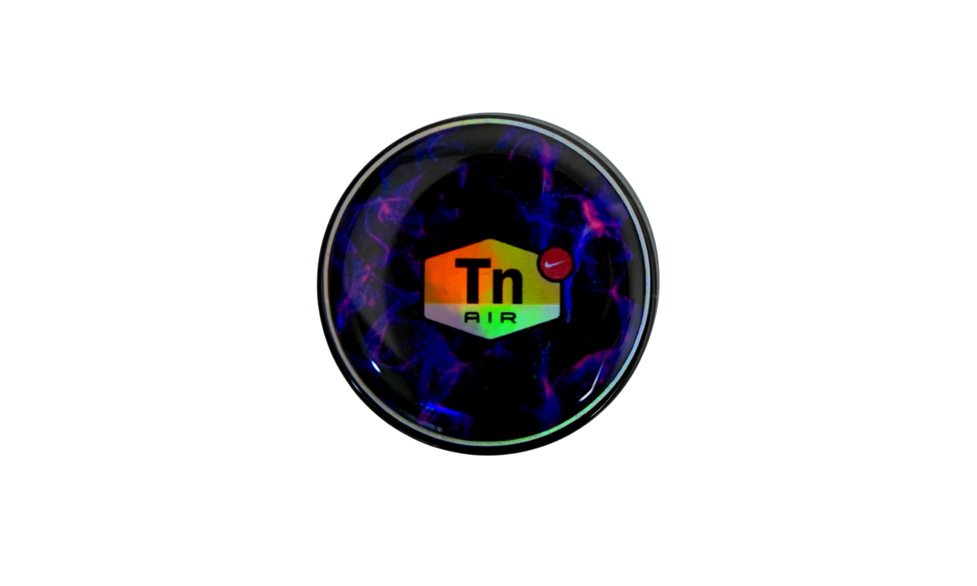 Tarro de vidrio de 5 ml con logo DIR eléctrico azul y acabado en resina premium detalle de Beetle Print
