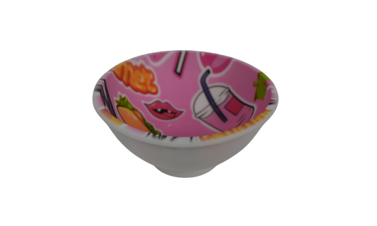 Bowl de silicona Full Color Beetle Print Pink Sweet Pop para mezclar sin mancharte