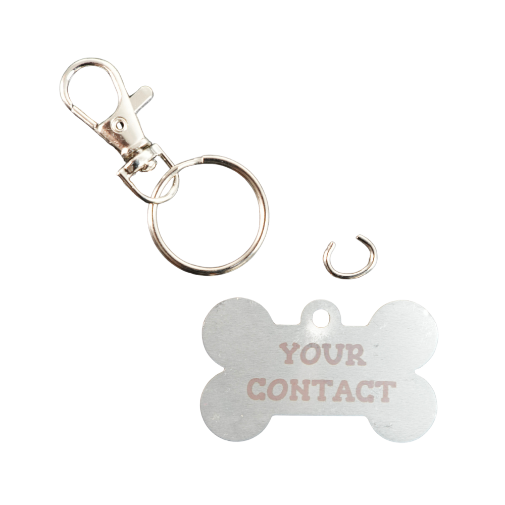Medidas de grabado chapa para mascota personalizada acero inoxidable 49mm x 29mm