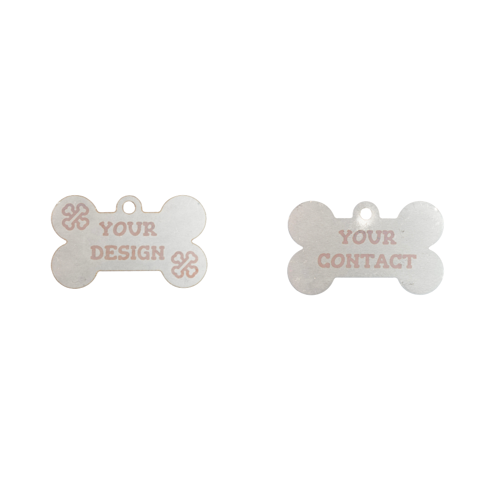 Medidas de grabado chapa para mascota personalizada acero inoxidable 