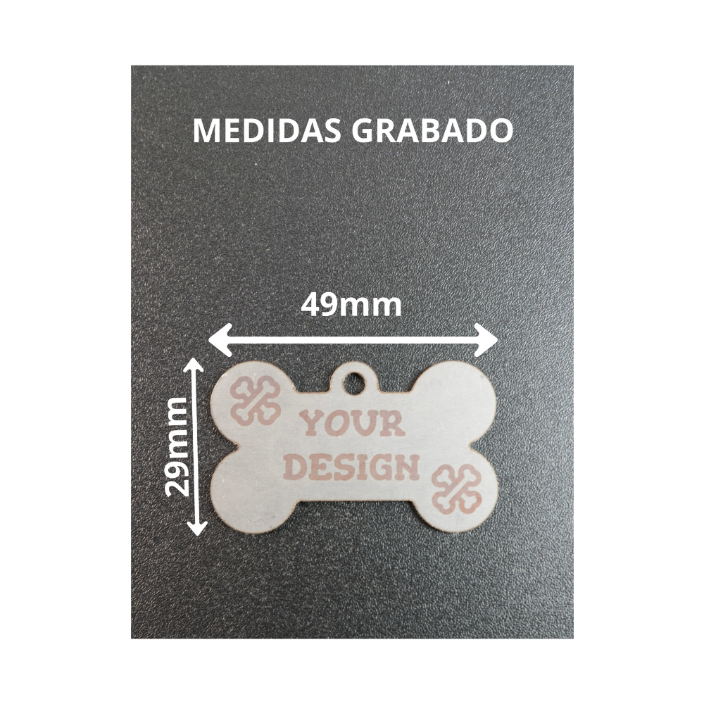 foto de Medidas de grabado chapa para mascota personalizada acero inoxidable 49mm x 29mm